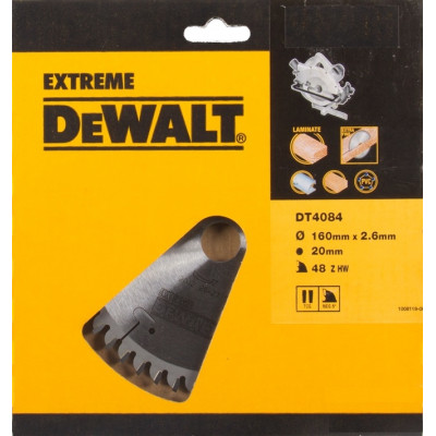 Lame pour scies circulaires portatives Extreme - 160 x 20 mm - 48 dents  - Dewalt | DT4084