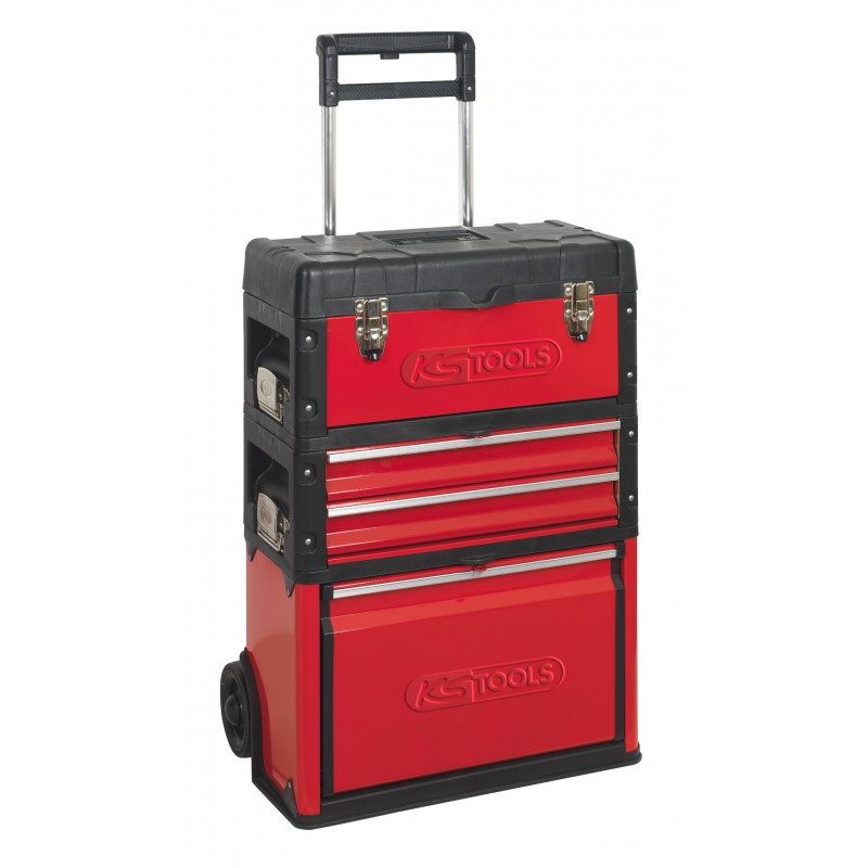 Servante d'atelier mobile en métal et pvc à 4 compartiments - 72 x 52 x 32 cm - Kstools | 850.0340