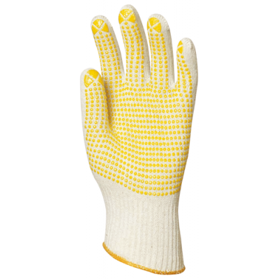 Gants en coton tricoté avec picots jaunes 1 face - Eurotechnique
