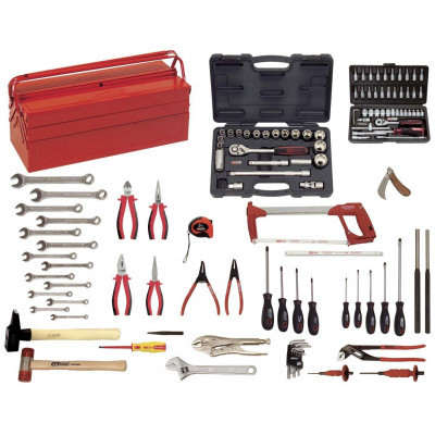 Caisse à outils composée de 131 outils pour la mécanique générale KSTOOLS