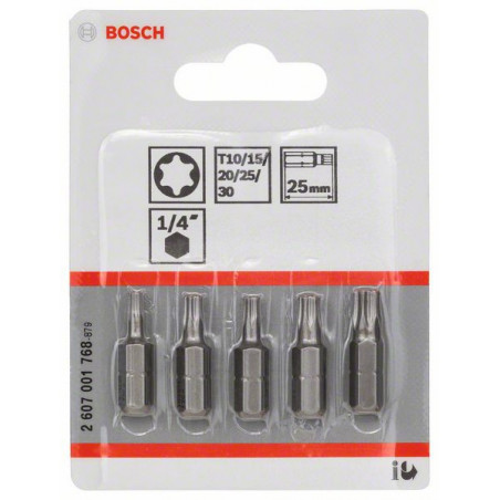 Embouts de vissage courts, qualité extra-dure (Torx®), set de 5 pièces Accessoire Bosch pro outillage 2607001768