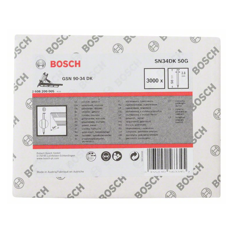 Clou en bande tête D SN34DK 50G Accessoire Bosch pro outillage 2608200005