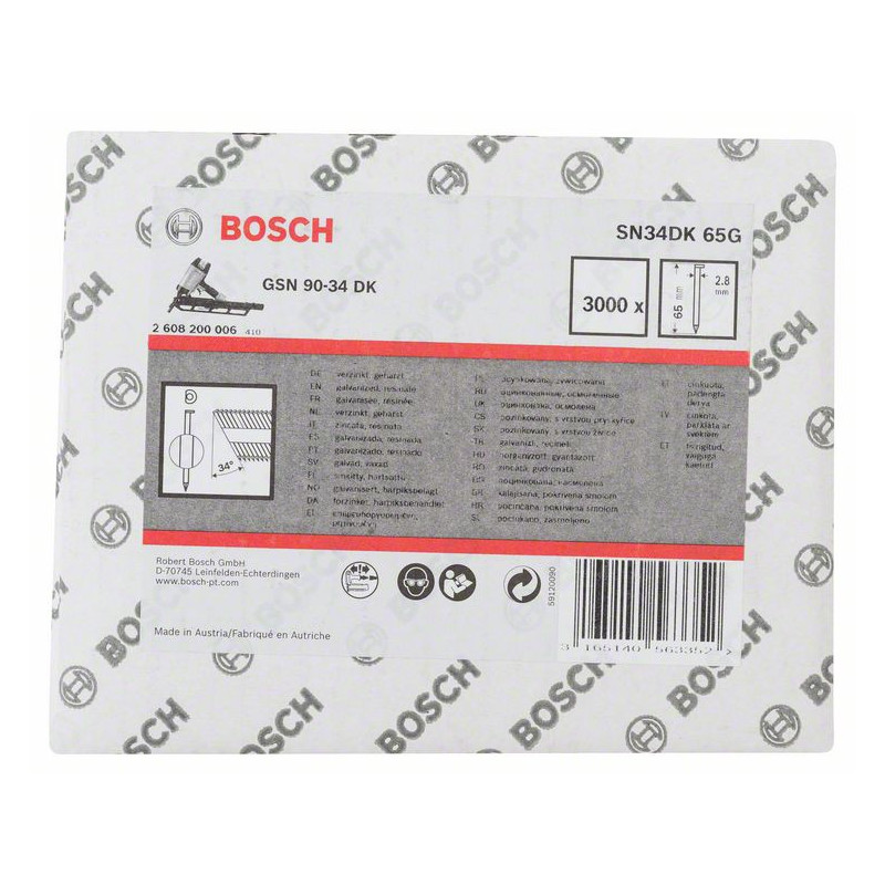 Clou en bande tête D SN34DK 65G Accessoire Bosch pro outillage 2608200006