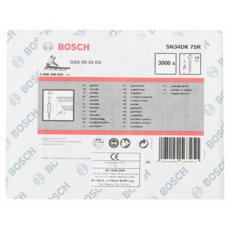 Clou en bande tête D SN34DK 75R Accessoire Bosch pro outillage 2608200016