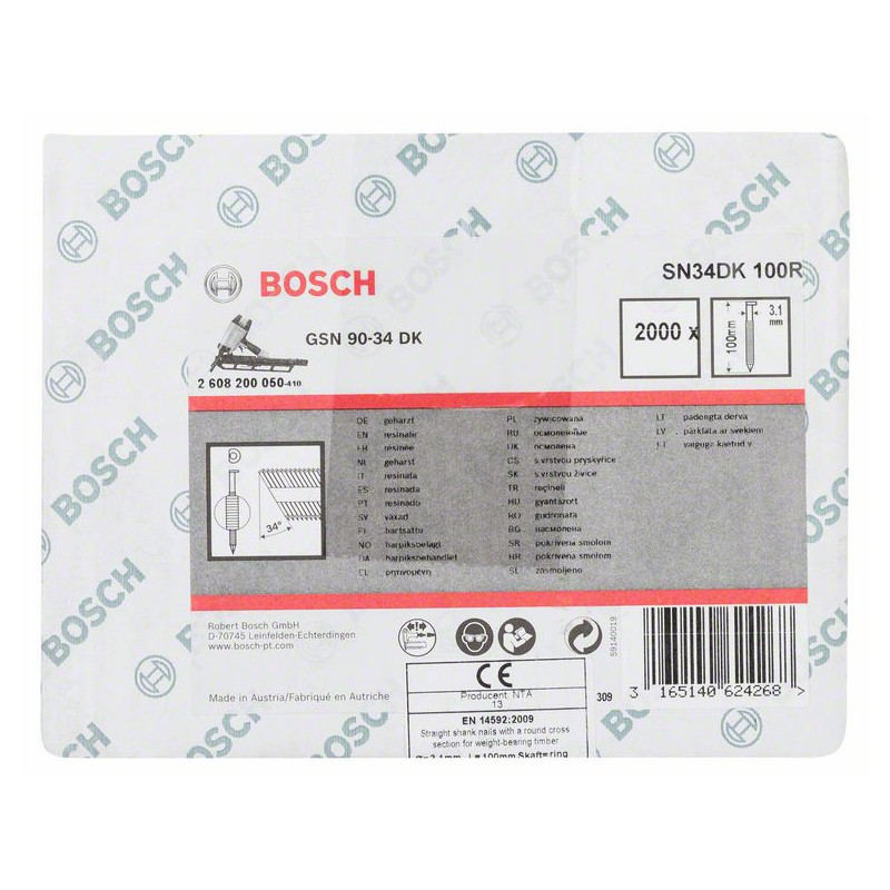 Clou en bande tête D SN34DK 100R Accessoire Bosch pro outillage 2608200050