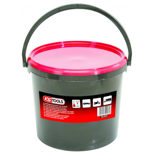 Seau De Graisse à Pneu Noir 1 Kg KS TOOLS Avec Pinceaux | Pour Montage Pneus, Entretien Caoutchouc, Professionnel Et Bricoleur
