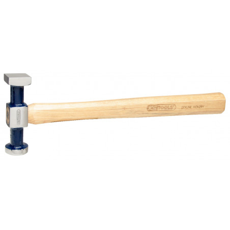 Marteau Postillon KS Tools 140.2138 – Panne Plate & Ronde, Acier Poli, Manche Hickory Solide Pour Travail Métaux