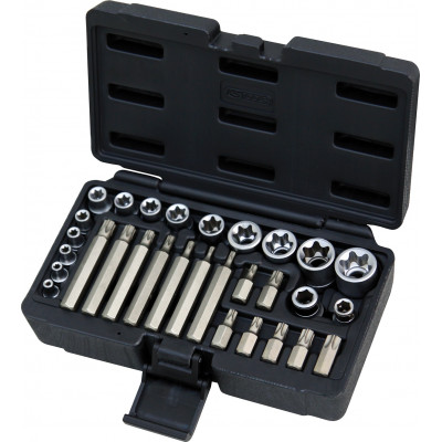 Coffret TORX, 1/4" - 3/8" - 1/2" - E4 à E24 - T20 à T55 - 30 pcs" - KS Tools | 922.4300