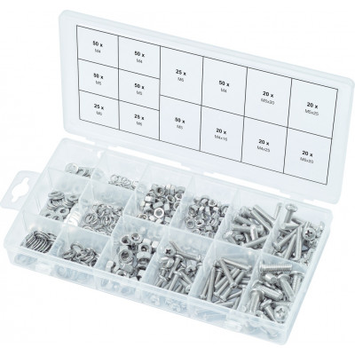 Assortiment de vis, rondelles et écrous en inox, 475 pcs - KS Tools | 970.0510