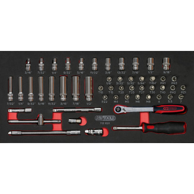 Module de douilles et accessoires ULTIMATE 1/4" en pouces, 51 pièces - KS Tools | 713.1021