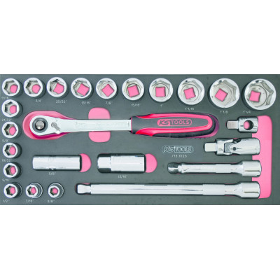 Module de douilles et accessoires ULTIMATE 1/2" en pouces, 24 pièces - KS Tools | 713.1025