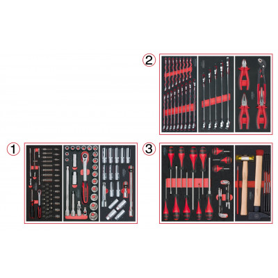 Composition d'outils 3 tiroirs pour servante, 158 pièces - KS Tools | 714.0158