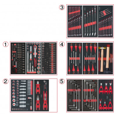 Composition d'outils 5 tiroirs pour servante, 311 pièces - KS Tools | 714.0311
