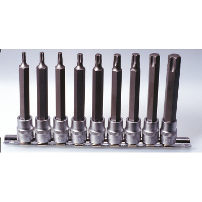 Rail de 9 douilles tournevis TORX 1/2", L.110 mm - T20 à T60 - KS Tools | 922.1838