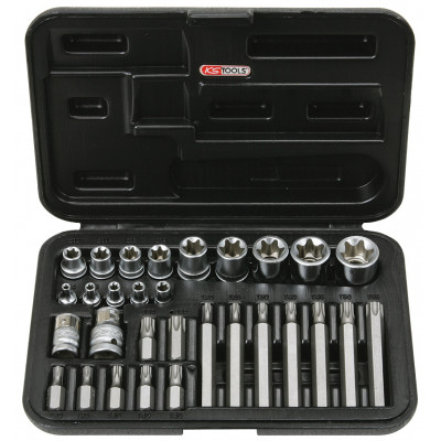 Coffret TORX percé, 1/4" - 3/8" - 1/2" - E4 à E24 - T20 à T55 - 30 pcs" - KS Tools | 922.4301