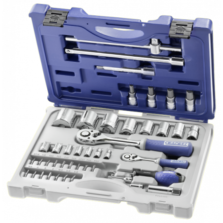 E034855 Expert Coffret de douilles et accessoires 1/4" - 1/2" métriques - 44 pièces