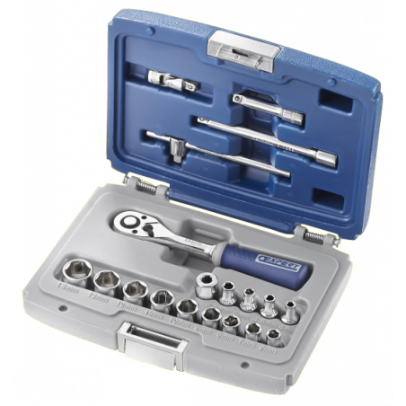 E030700 Expert Coffret de douilles et accessoires 1/4" métriques - 19 pièces