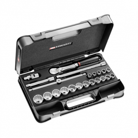 SL.161-2P12U Facom Coffret douilles 1/2" 12 pans en pouces - 22 pièces - SL.161-2P12U