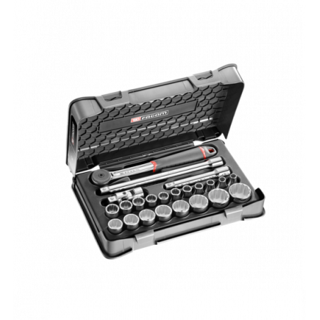 S.161-3P12 Facom Coffret douilles 1/2" 12 pans métriques - 23 pièces - S.161-3P12