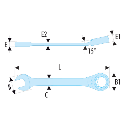 467.11/32 Facom Clés mixtes à cliquet en pouces