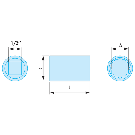 S.9/16SR Facom S.SR - Douilles 1/2" 12 pans en pouces ADF