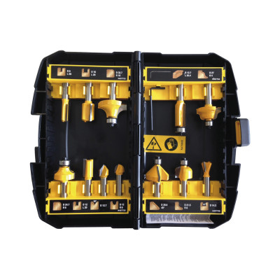 Coffrets de 12 pièces de fraises de défonceuse DEWALT | BT90016