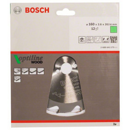 2608641173 Lame de scie circulaire Optiline Wood Accessoire Bosch pro outils