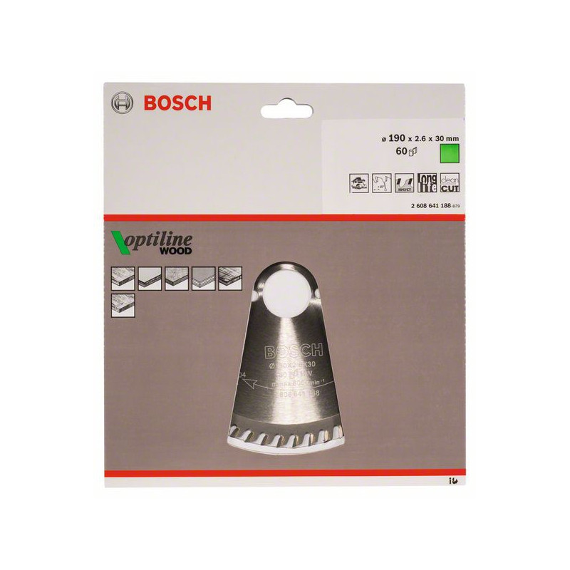 2608641188 Lame de scie circulaire Optiline Wood Accessoire Bosch pro outils