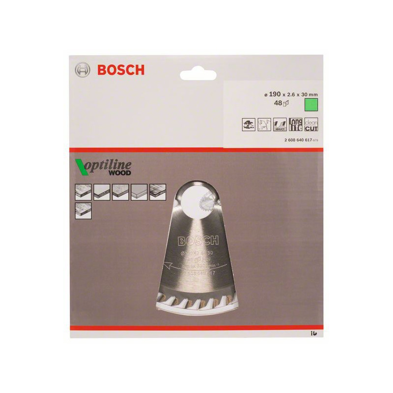 2608640617 Lame de scie circulaire Optiline Wood Accessoire Bosch pro outils