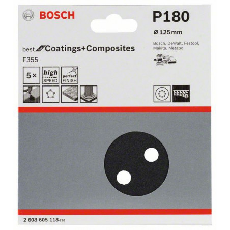 2608605118 Disque abrasif F355, pack de 5 Accessoire Bosch pro outils