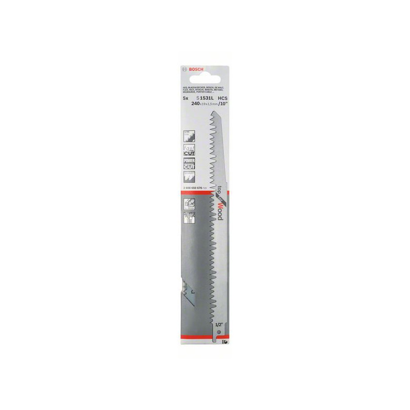Lot De 6 Lames De Scie Sabre Pour Bois - 225 Mm - 5 TPI - Coupe Rapide - Compatible Majorité Des Marques (Makita, DeWalt, Bosch...)