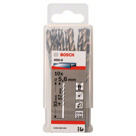 2608585494 Forets à métaux rectifiés HSS-G, DIN 338 Accessoire Bosch pro outils
