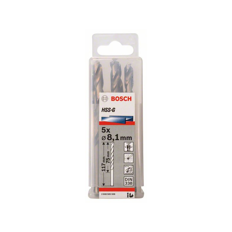 2608585508 Forets à métaux rectifiés HSS-G, DIN 338 Accessoire Bosch pro outils