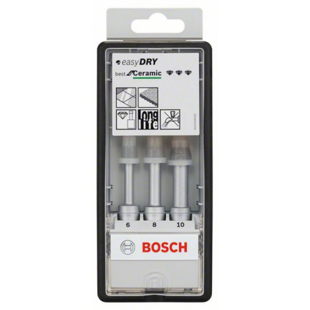 2608587145 Forets diamantés à sec Robust Line Easy Dry Best for Ceramic, set de 3 pièces Accessoire Bosch pro outils