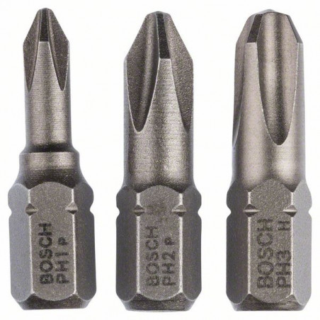 2607001752 Embouts de vissage courts, qualité extra-dure (PH), set de 3 pièces Accessoire Bosch pro outils