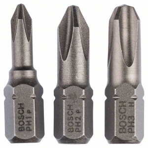 2607001752 Embouts de vissage courts, qualité extra-dure (PH), set de 3 pièces Accessoire Bosch pro outils