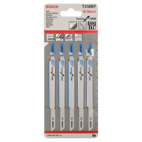 Lame Scie Sauteuse Metal Bosch Professional 5x Lames De Scie Sauteuse T 318 BF Flexible For Lame Scie Sauteuse Bosch