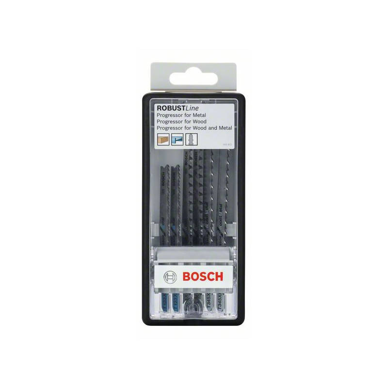 2607010531 Lames de scie sauteuse Robust Line Progressor, emmanchement en T, set de 6 pièces Accessoire Bosch pro outils