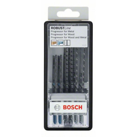 2607010531 Lames de scie sauteuse Robust Line Progressor, emmanchement en T, set de 6 pièces Accessoire Bosch pro outils
