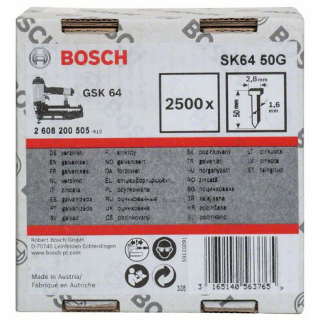 2608200505 Pointe à tête fraisée SK64 50G Accessoire Bosch pro outils