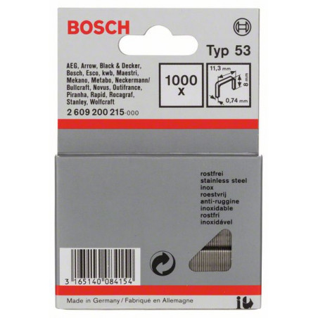 2609200215 Agrafe à fil fin de type 53, inoxydable Accessoire Bosch pro outils