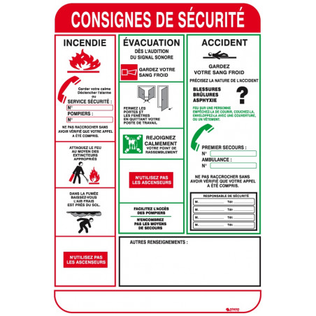 CONSIGNES DE SECURITE 450X300mm TALIAPLAST | 620001