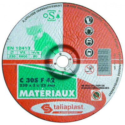 DISQUE ABRASIF POUR MATERIAUX 230MM TALIAPLAST | 401230