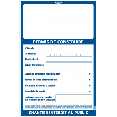PERMIS DE CONSTRUIRE 1200X800MM TALIAPLAST | 570101