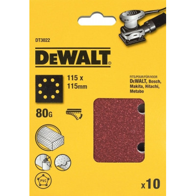 25 feuilles abrasives 1/4 pour ponceuses vibrantes - 115 x 115 mm - grain 120 - DEWALT | DT3033 