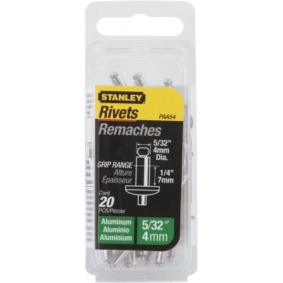RIVET ALUMINIUM 4MM X 12,7 - BOITE DE 15 PIÈCES STANLEY 1-PAA58T