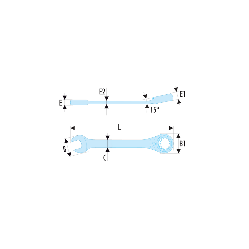 Clé plate à cliquet mixte 15mm Facom | 467B.15