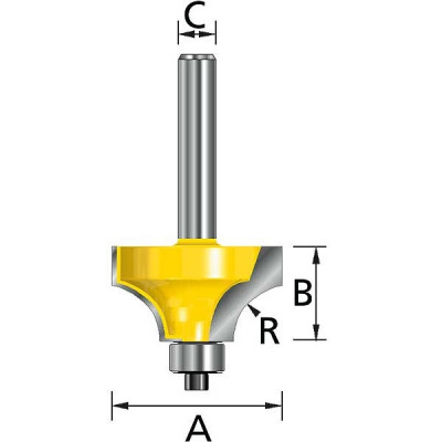 Makita D-11380 Fraises à moulurer à arrondir 1/4 rond 2 taillants à roulements B