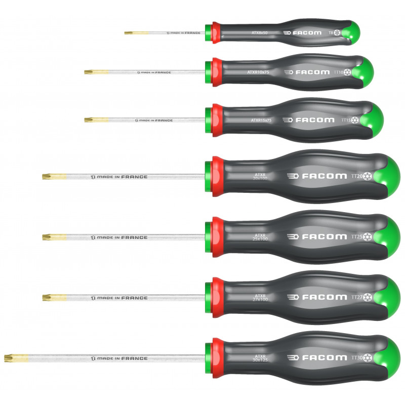 Jeu de 7 tournevis Protwist Torx et tamper lame ronde Facom | ATXR.J7PB