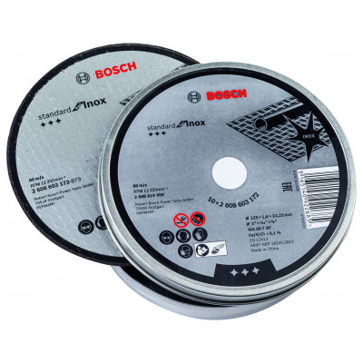 Boite metal 10 Disques 125x1.6 inox WA60 Bosch Professional | 2608619050